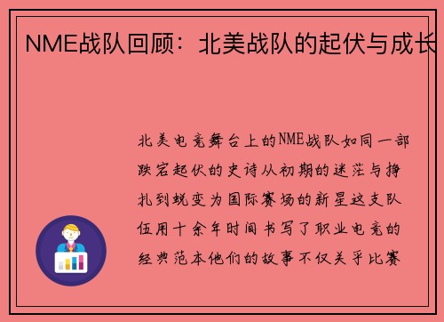 NME战队回顾：北美战队的起伏与成长